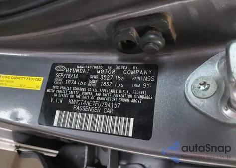 2015 Hyundai Accent Gls from USA, damaged, VIN KMHCT4AE7FU794157